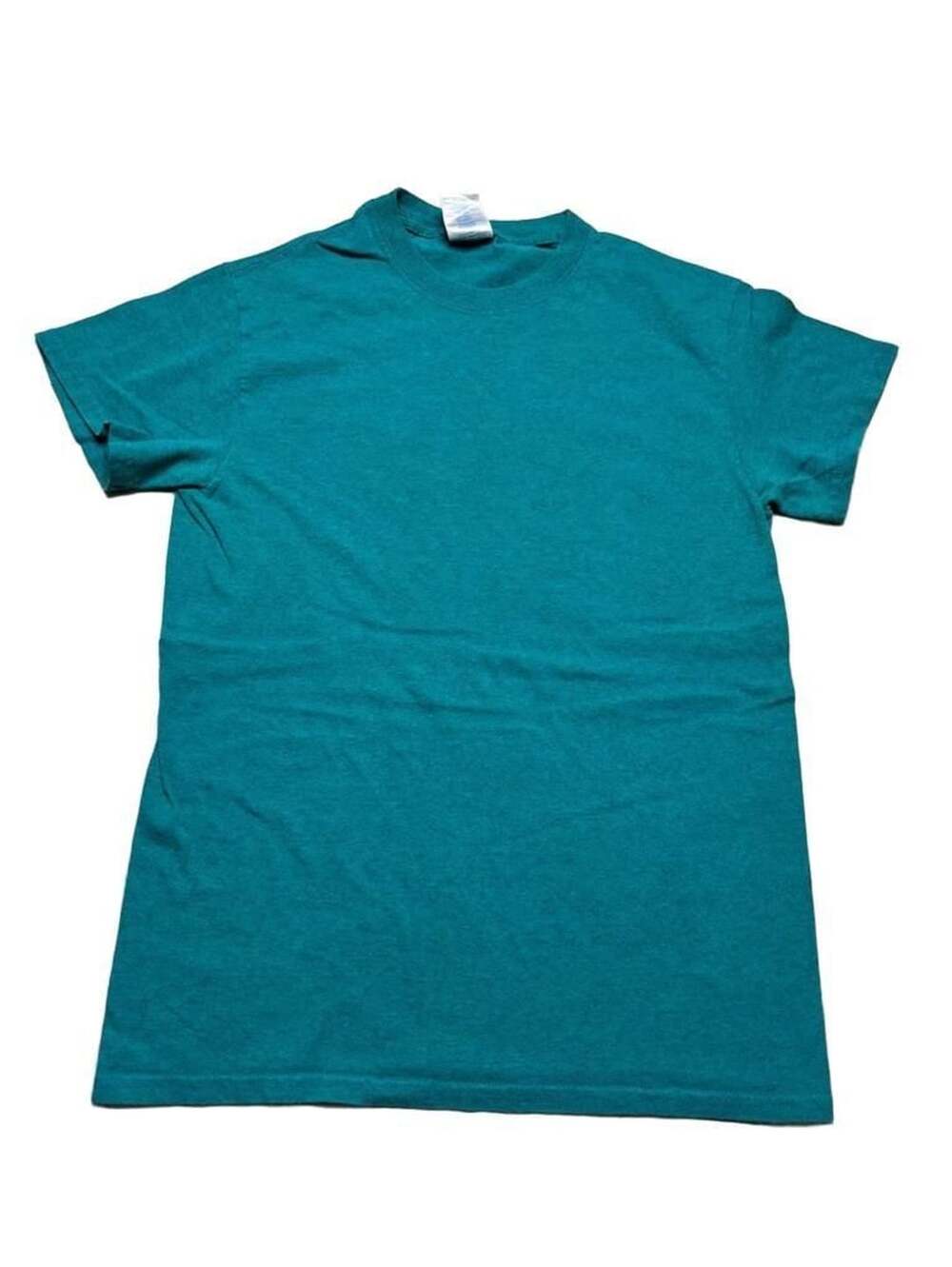 Gildan Heavy Cotton Teal Solid Crewneck Short Sleeve T-Shirt Size S